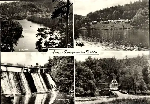 Ak Weida in Thüringen, Auma-Talsperre, Stausee, Campingplatz, Sperrmauer, Eisenhammer