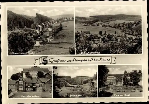 Ak Altenfeld Thüringer Wald, Masserberger Straße, Markt, Schwimmbad, Haus des Volkes