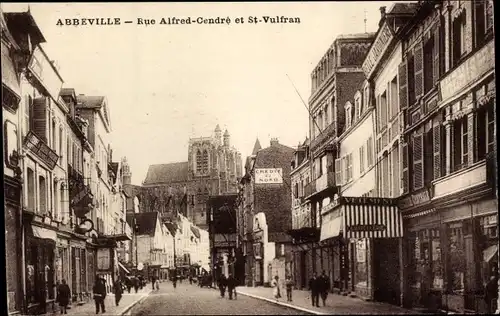 Ak Abbeville Somme, Rue Alfred Cendre und Saint Vulfran