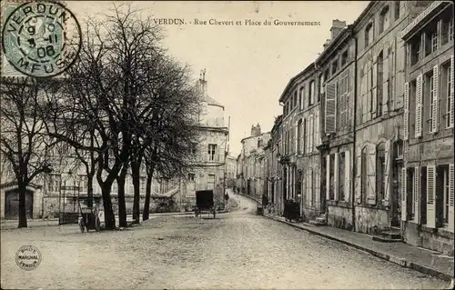 Ak Verdun-Meuse, Rue Chevert, Place du Gouvernement