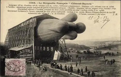 Ak Französisches Luftschiff Clement Bayard, Luftschiffhalle