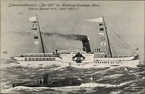 Ak Salonschnelldampfer Jörn Uhl, Hamburg Cuxhaven Linie