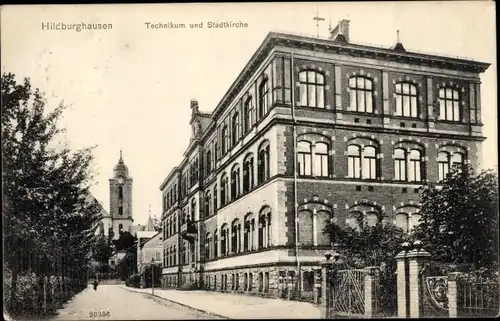 Ak Hildburghausen in Thüringen, Technikum und Stadtkirche