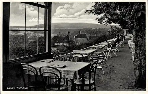 Ak Bad Kissingen Unterfranken Bayern, Café Bellevue, Garten Terrasse