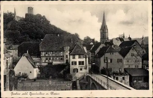 Ak Gemünden am Main Unterfranken, Teilansicht