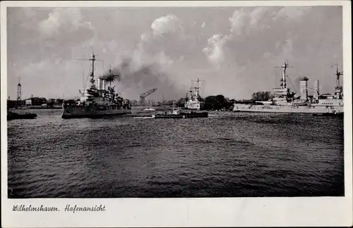 Ak Wilhelmshaven an der Nordsee, Hafenansicht