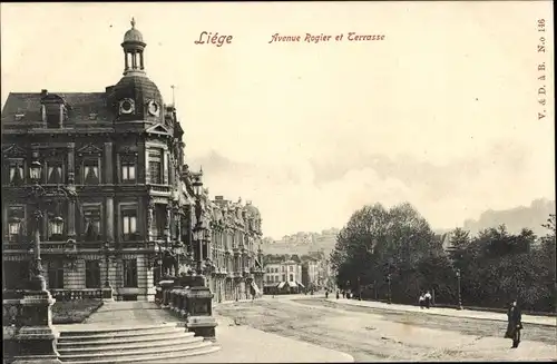 Ak Lüttich Lüttich Wallonien, Avenue Rogier und Terrace