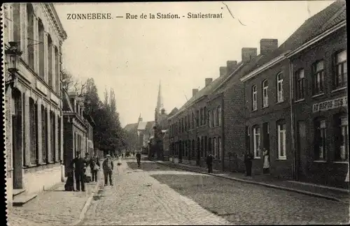 Ak Zandvoorde Zonnebeke Westflandern, Rue de la Station