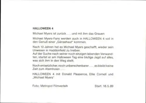 Pressefoto Filmszene, Halloween 4, Donald Pleasence