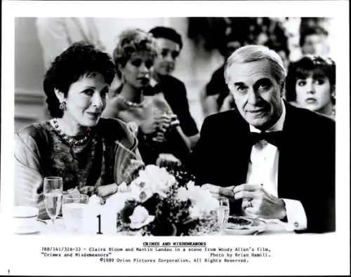 Foto Filmszene "Crime and Misdemeanors", W. Allen USA 1989, Szene mit Claire Bloom und Martin Landau