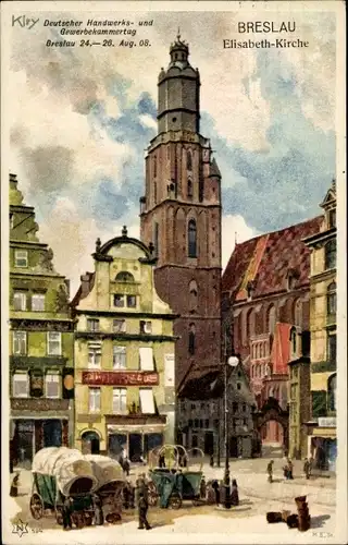 Künstler Ak Kley, Heinrich, Wrocław Breslau Schlesien, Elisabeth Kirche