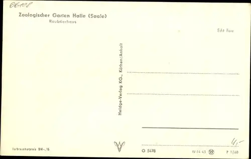 Ak Halle an der Saale, Raubtierhaus im Zoo