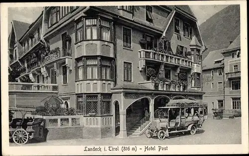 Ak Landeck in Tirol, Hotel Post, Automobil