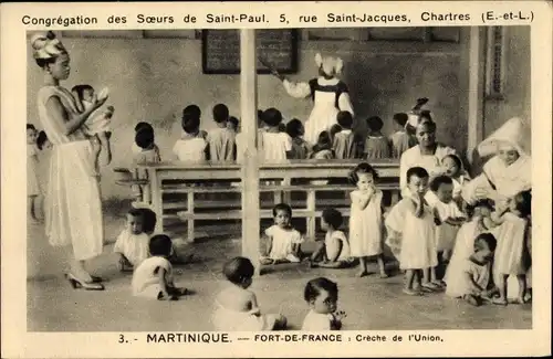 Ak Fort de France Martinique, Crèche de l'Union, enfants, Congrégation des Soeurs de Saint Paul