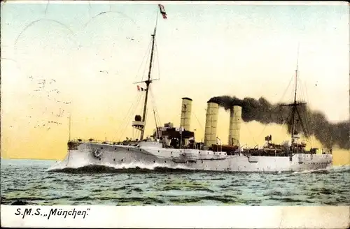 Ak Deutsches Kriegsschiff, SMS München, Kleiner Kreuzer, Kaiserliche Marine