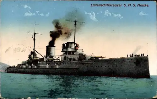 Ak Deutsches Kriegsschiff, SMS Moltke, Linienschiffkreuzer, Kaiserliche Marine