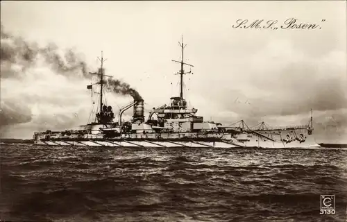 Ak Deutsches Kriegsschiff, SMS Posen, Schlachtkreuzer, Kaiserliche Marine