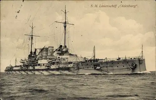 Ak Deutsches Kriegsschiff, SM Linienschiff Oldenburg, Kaiserliche Marine