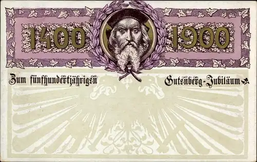 Litho Johannes Gutenberg, 500jährige Jubiläumsfeier