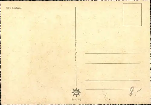 Ak Erotik, Ulla Carlssen, Frauenakt