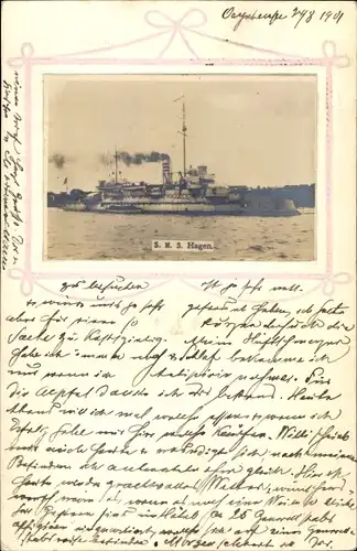 Ak Deutsches Kriegsschiff, SMS Hagen, Kaiserliche Marine