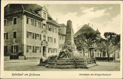 Ak Radolfzell am Bodensee, Marktplatz mit Kriegerdenkmal
