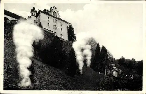 Ak Baden Baden am Schwarzwald, Ursprung der Thermalquellen am Florentinerberg, Neues Schloss