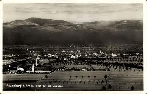 Ak Neuenburg am Rhein Baden, Panorama mit Vogesen
