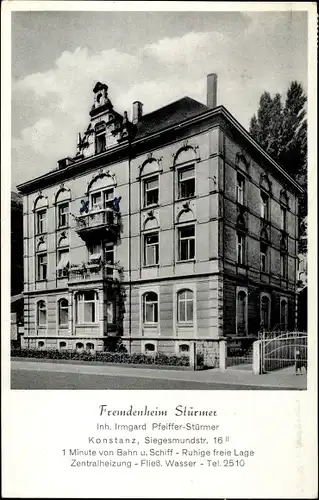 Ak Konstanz am Bodensee, Fremdenheim Stürmer, Inh. Irmgard Pfeiffer-Stürmer