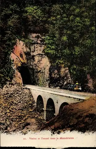 Ak Madagaskar, Mandraka, Viadukt und Tunnel