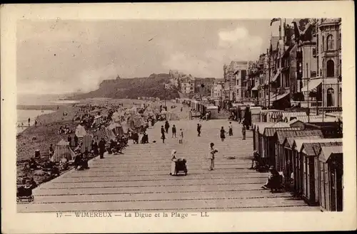 Ak Wimereux Pas de Calais, La Digue et la Plage