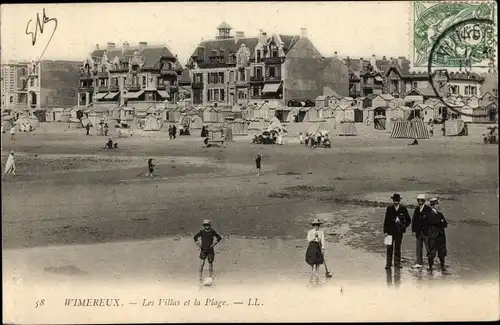 Ak Wimereux Pas de Calais, Les Villas et la Plage