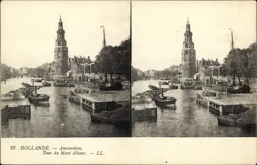 Stereo Ak Amsterdam Nordholland Niederlande, Mont Albans Turm