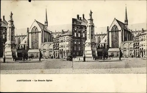 Stereo Ak Amsterdam Nordholland Niederlande, Große Kirche