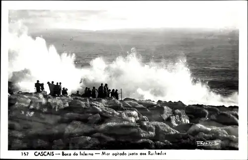 Ak Cascaes Cascais Portugal, Boca do Inferno, Mar agitado junto dos Rochedos