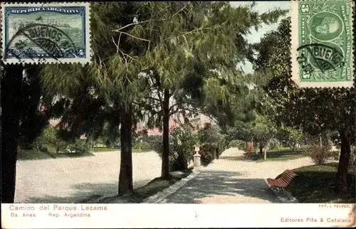 Ak Buenos Aires Argentinien, Camino del Parque Lezama