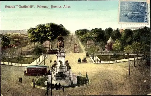 Ak Palermo Buenos Aires Argentinien, Estatua Garibaldi