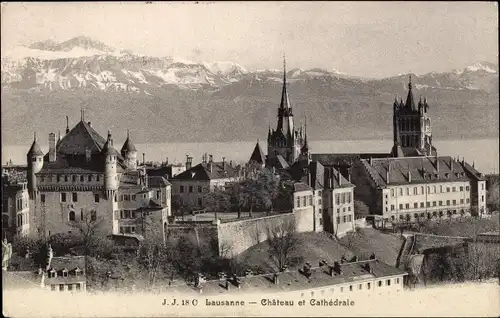 Ak Lausanne Kanton Waadt, Schloss, Kathedrale