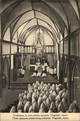 Ak Nagasaki Präfektur Nagasaki Japan, betende Priester