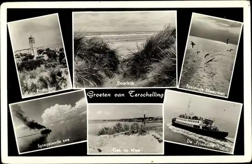 Ak Terschelling Friesland Niederlande, Dünenpartie, Fähre de Friesland