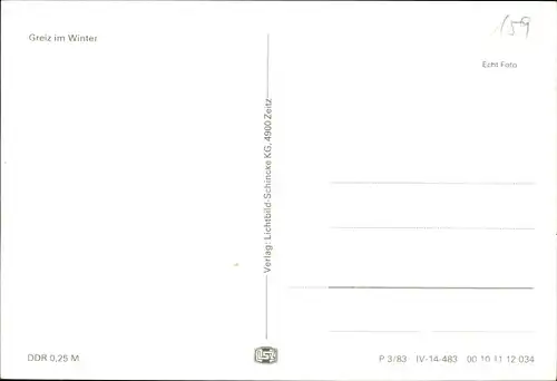 Ak Greiz im Vogtland, Winteransicht