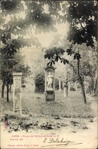 Ak Gand Gent Ostflandern, Statuen, Ruine