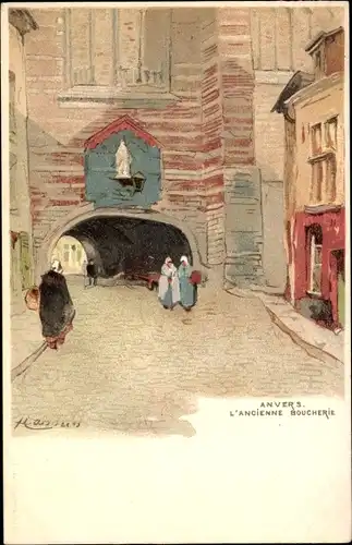 Künstler Litho Cassiers, H., Anvers Antwerpen Flandern, L'ancienne Boucherie