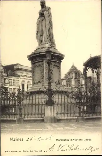 Ak Mechelen Mecheln Malines Flandern Antwerpen, Denkmal der Marguerite