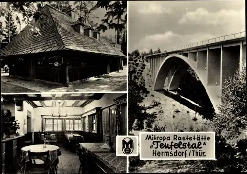 Ak Hermsdorf in Thüringen, Mitropa Raststätte Teufelstal, Teufelstalbrücke