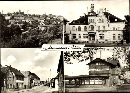 Ak Hermsdorf in Thüringen, Ortsansicht, Straßenpartie, Bahnhof