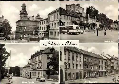 Ak Schleiz im Vogtland Thüringen, Rathaus, Neumarkt, Hofer Straße