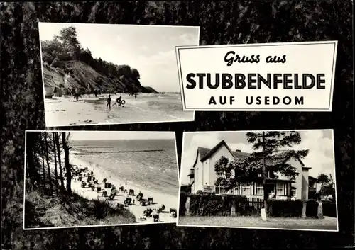 Ak Stubbenfelde Loddin auf Usedom, Strand, Strandkörbe, Teilansicht