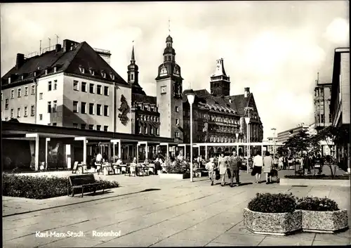 Ak Karl Marx Stadt Chemnitz in Sachsen, Rosenhof, Passanten