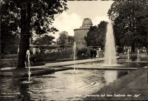 Ak Erfurt in Thüringen, Sternwarte auf dem Gelände der Iga, Wasserspiel